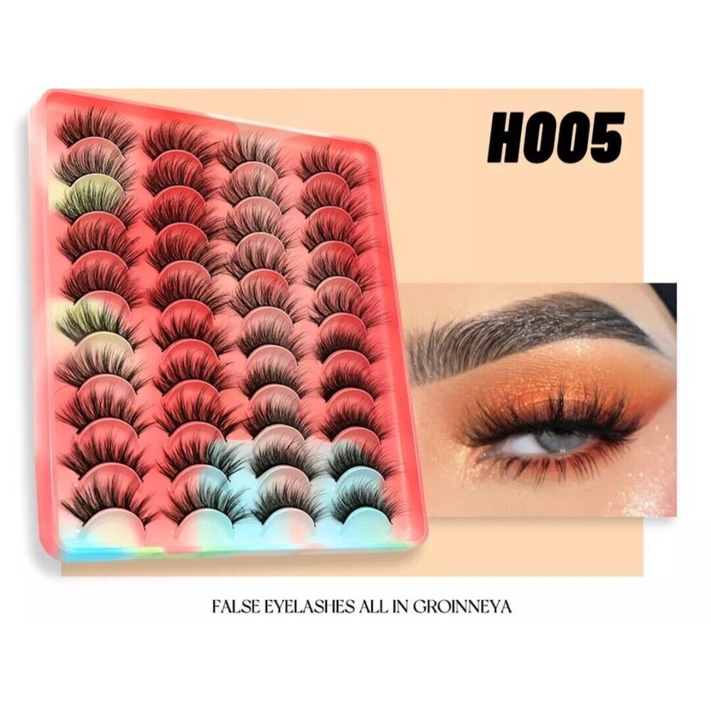 20 Pairs False Eyelashes Mink Natural Extension Black 3D Soft Lashes Makeup